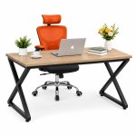 Bàn Làm Việc Chân Chữ X Khung Sắt Sơn Tĩnh Điện Màu Đen - BLV134