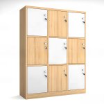 Tủ Locker 9 Ngăn Kẻ Caro Vàng Trắng - TLK69