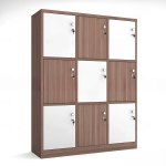 Tủ Locker 9 Ngăn Kẻ Màu Caro Nâu Trắng - TLK8