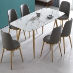 Bàn Ăn Mặt Đá Phiến Ceramic Chân Mạ Vàng - BA17