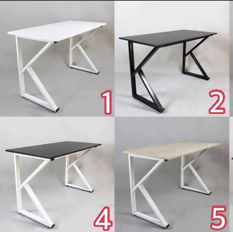 Bàn làm việc chân sắt chữ K - Khung Trắng