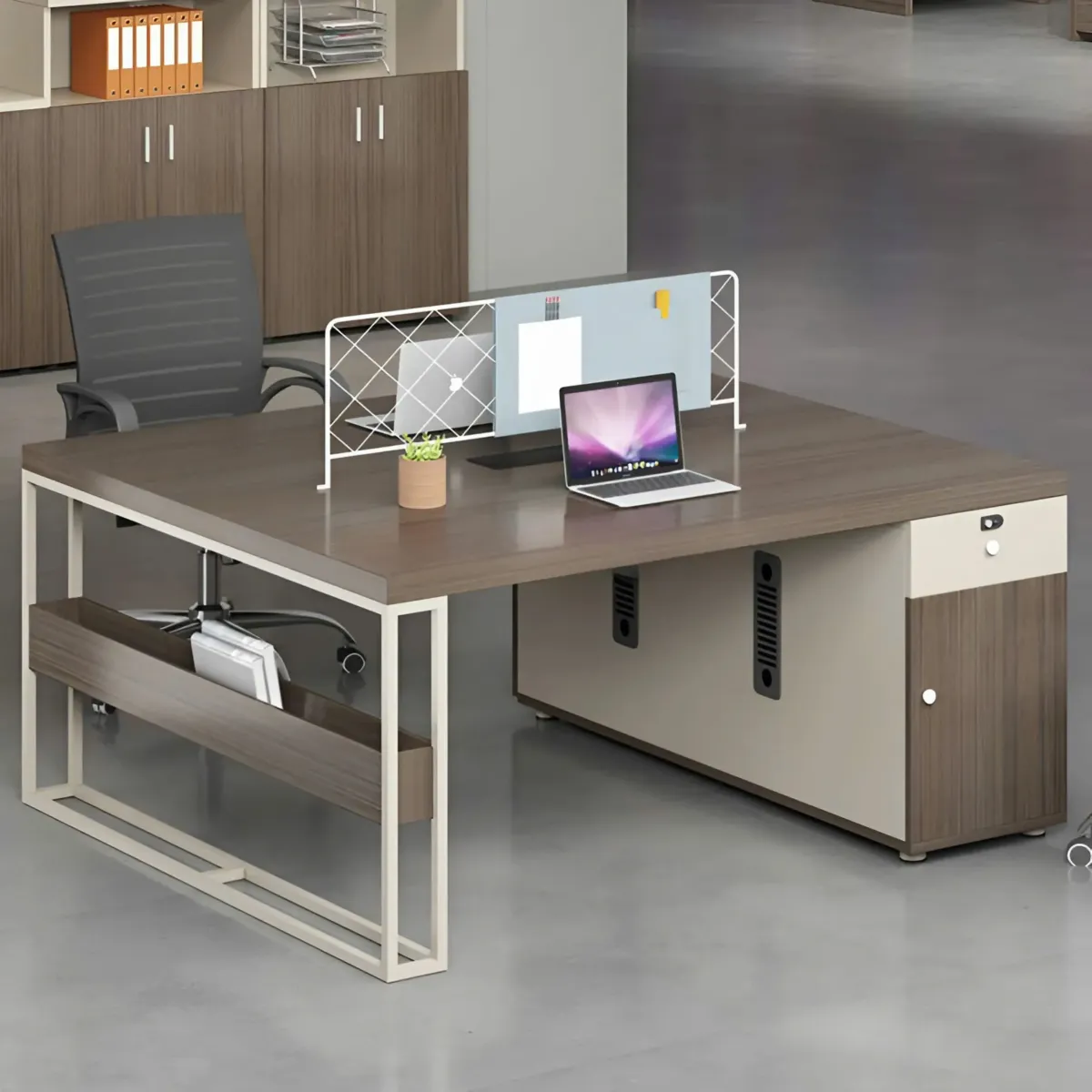 Cụm Bàn Làm Việc 2 Người Chân Sắt Khung Vuông Chắc Chắn
