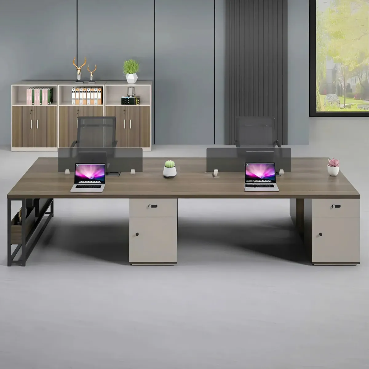  Cụm Bàn Làm Việc Văn Phòng 4 Chỗ Kết Hợp Kệ Đựng Tài Liệu