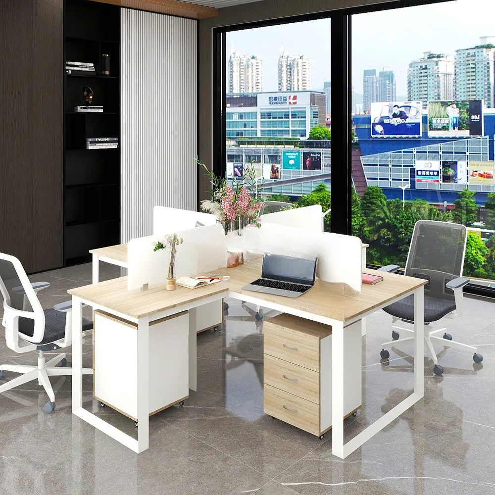 Cụm Bàn Làm Việc 4 Người Thiết Kế Đơn Giản Sáng Tạo