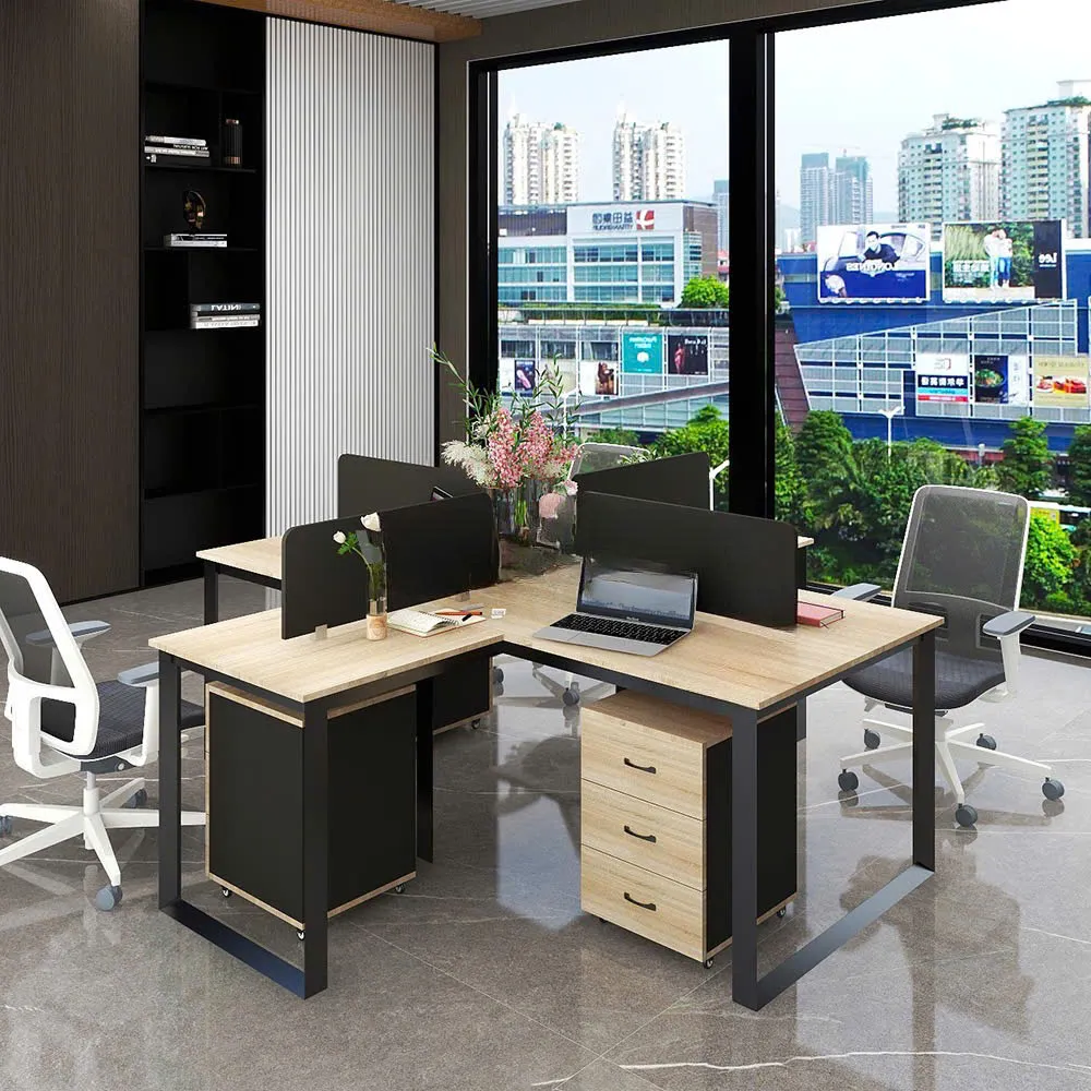 Cụm Bàn Làm Việc 4 Người Thiết Kế Đơn Giản Sáng Tạo