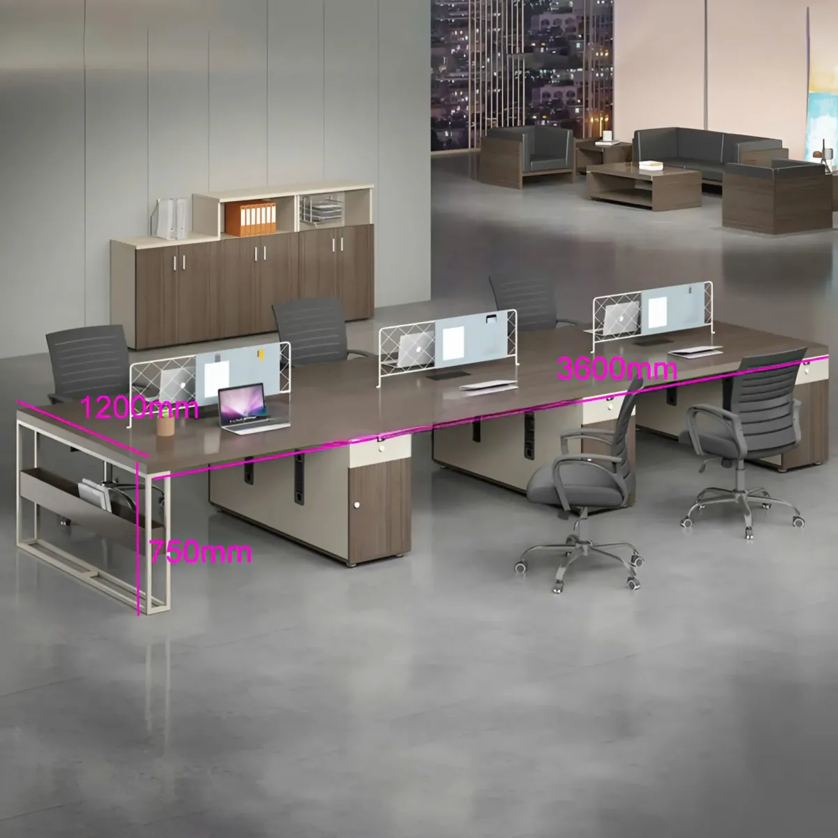 Cụm Bàn Làm Việc 6 Người Gỗ MDF Chân Sắt Bền Đẹp