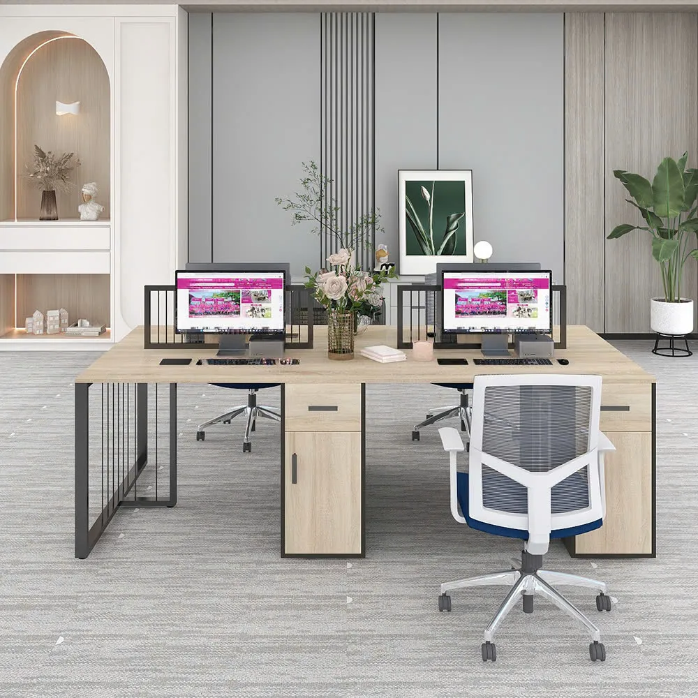 Cụm Bàn Làm Việc 4 Người Tối Giản Hiện Đại
