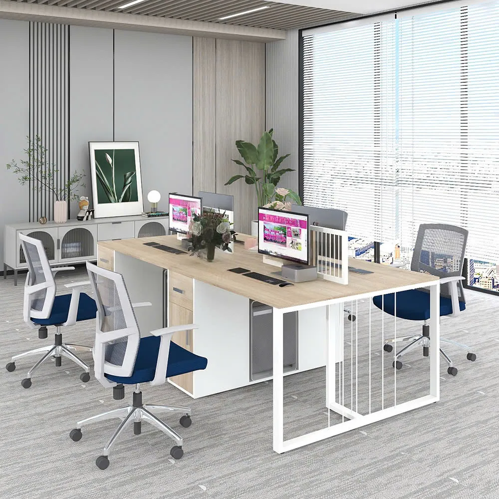 Cụm Bàn Làm Việc 4 Người Tối Giản Hiện Đại