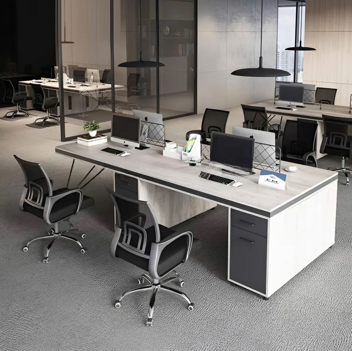 Cụm Bàn Làm Việc 4 Người Tối Giản Mà Cực Chất 