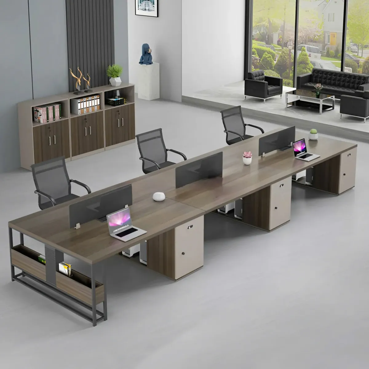 Cụm Bàn Làm Việc 6 Chỗ Đa Chức Năng Cho Nhóm Nhân Viên Hiện Đại