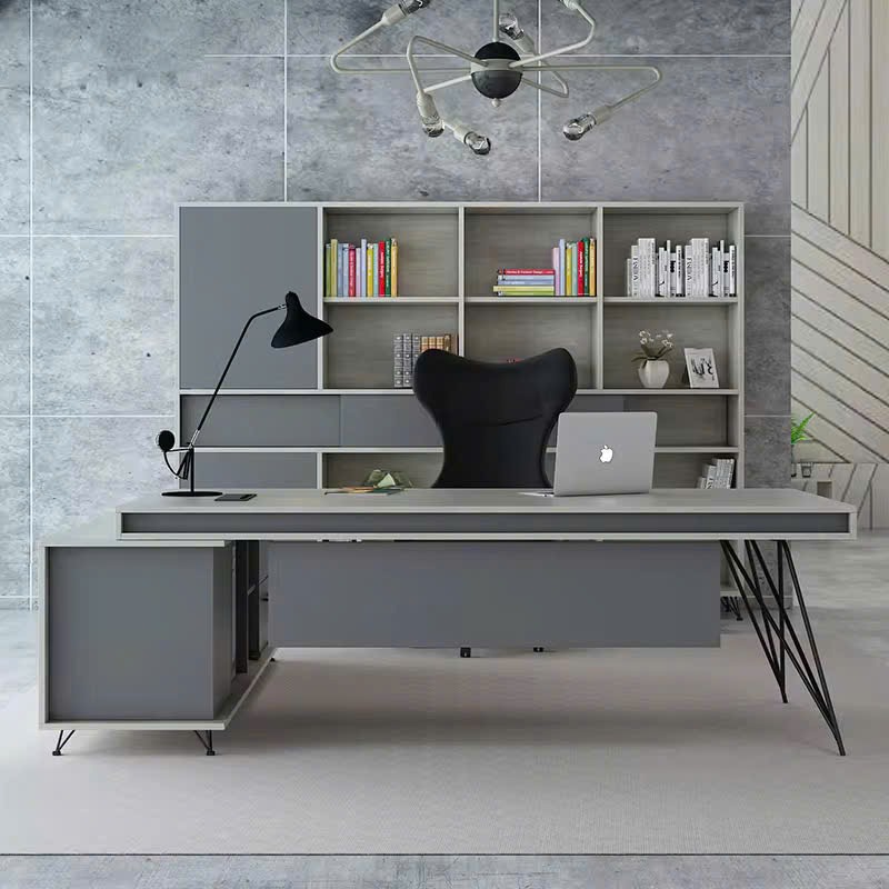 Bàn Giám Đốc Thiết Kế Chân Sắt Lạ Mắt Có Tủ Tiện Lợi