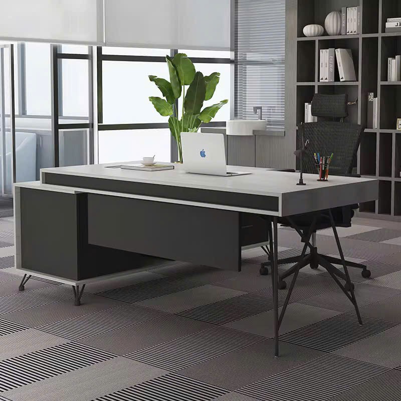 Bàn Giám Đốc Thiết Kế Chân Sắt Lạ Mắt Có Tủ Tiện Lợi