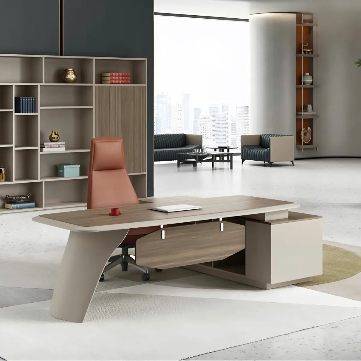 Bàn Giám Đốc Chữ L Chân Uốn Cong Mềm mại Sang Trọng