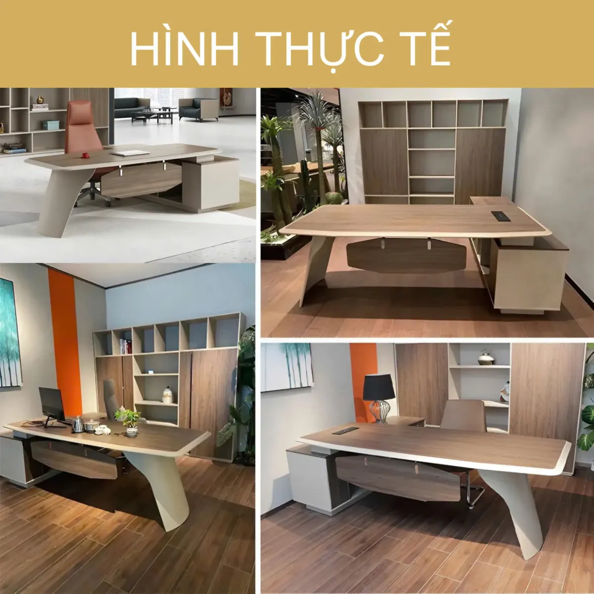 Bàn Giám Đốc Chữ L Chân Uốn Cong Mềm mại Sang Trọng