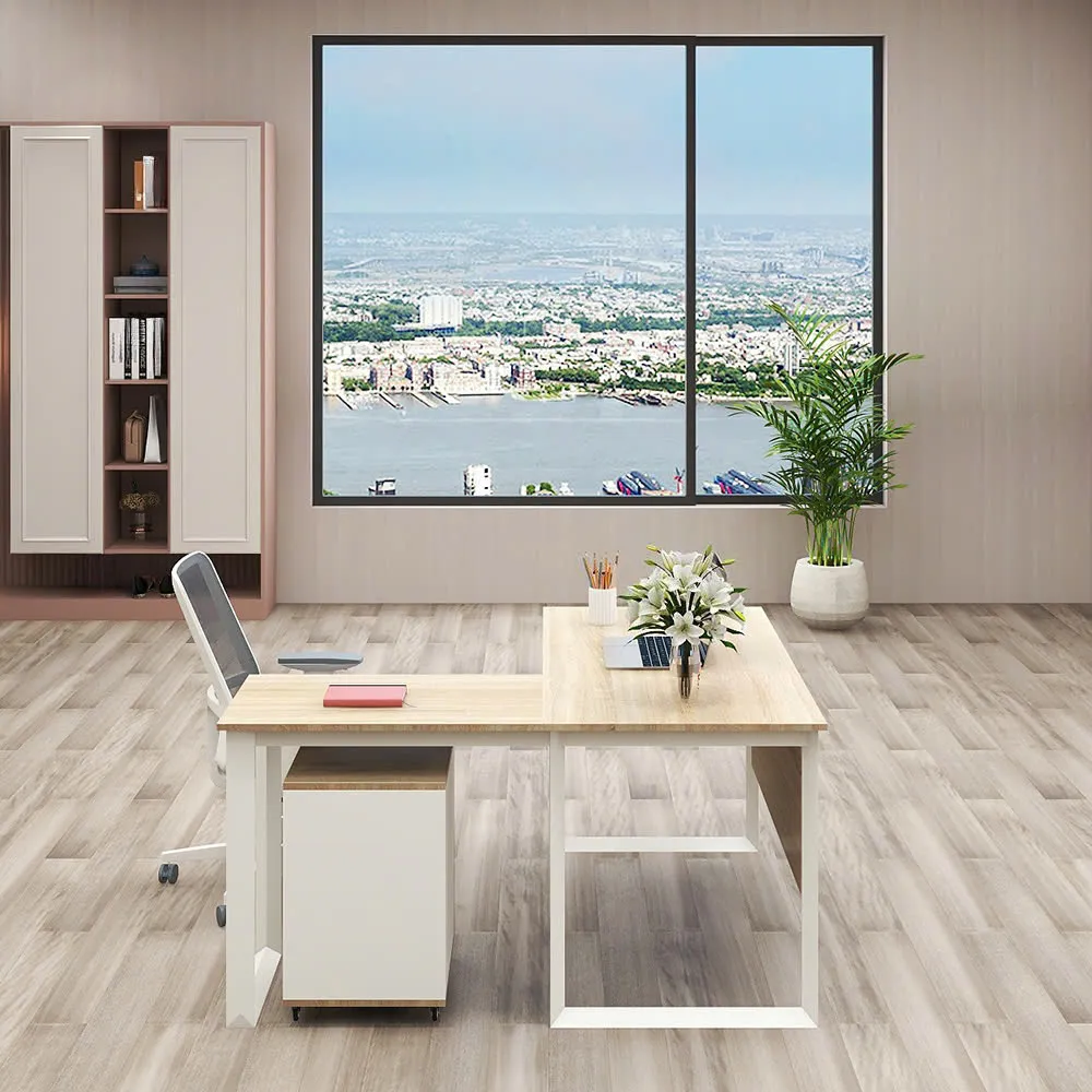 Bàn Làm Việc Chữ L Chân Sắt Hiện Đại