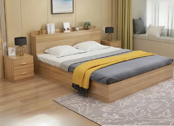 Giường Ngủ Gỗ Có Kệ Đầu Giường Dễ Vệ Sinh