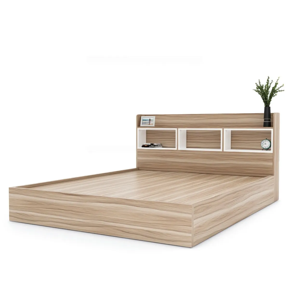 Giường Ngủ Gỗ Hiện Đại Kèm Ngăn Trang Trí 
