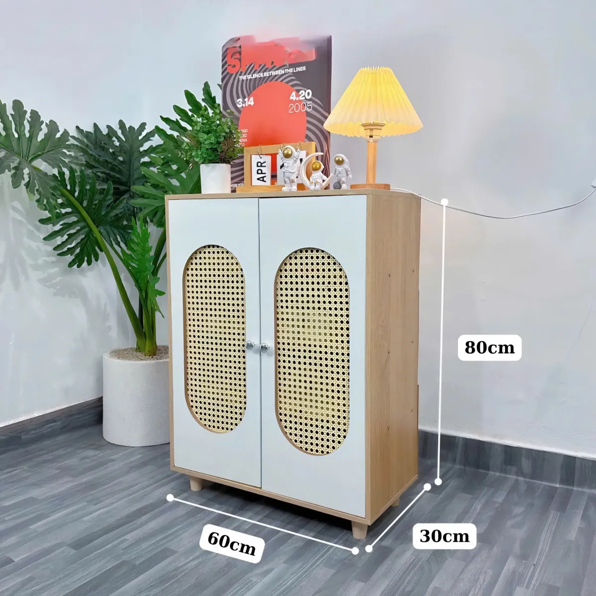 Kệ Giày Dép Gỗ Mây Đan Phong Cách Vintage Sang Trọng