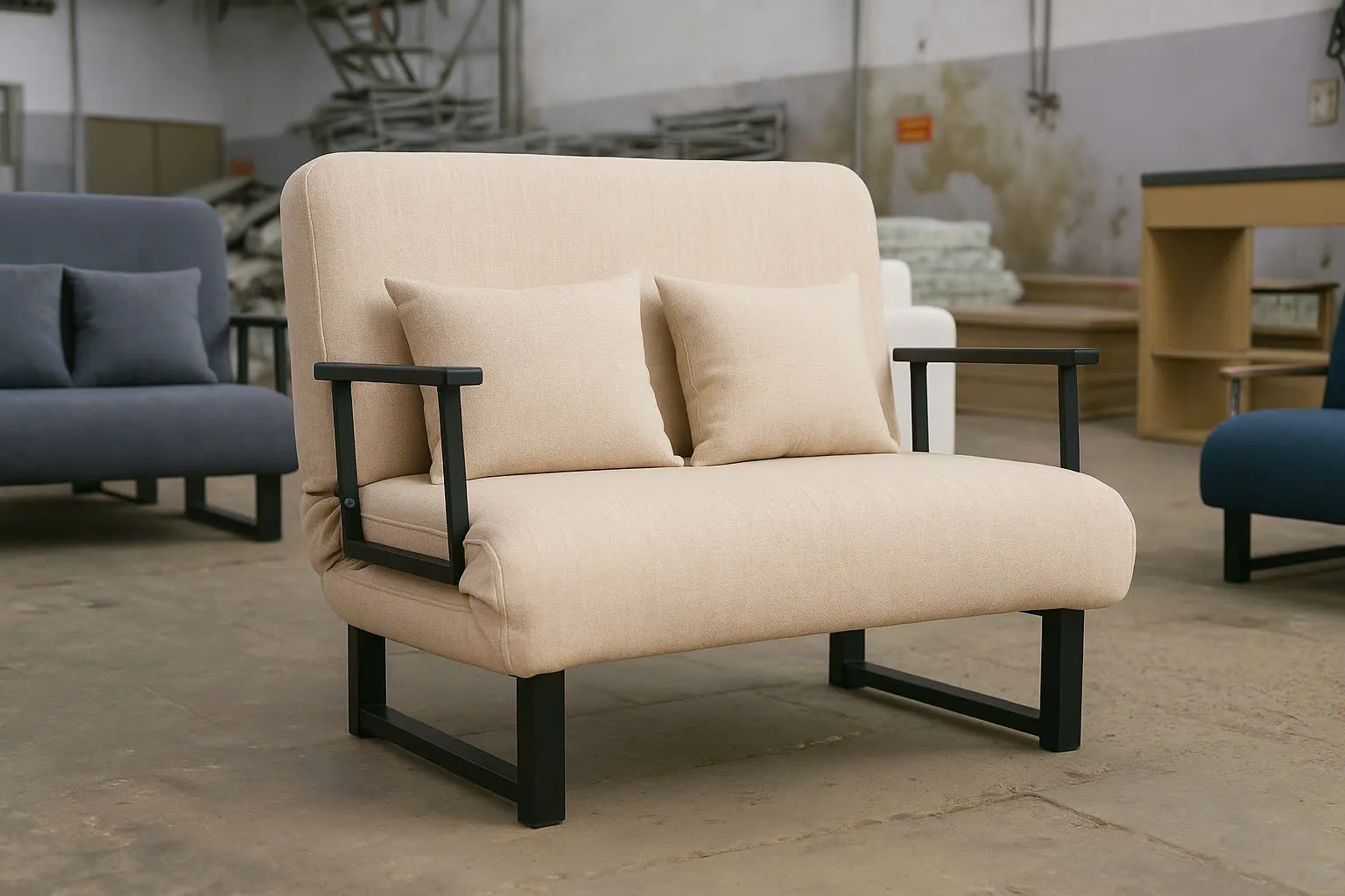 Ghế Sofa Giường Đơn Giản Có Gối Tựa Êm Ái