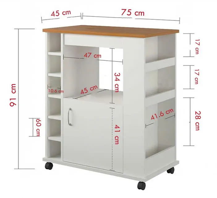 Tủ Bếp Mini Gỗ Đa Năng Có Bánh Xe