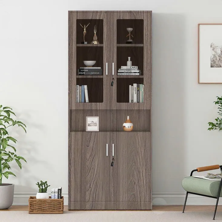 Tủ Hồ Sơ Gỗ 2 Cánh Kính 2 Cánh Kín Có Khóa