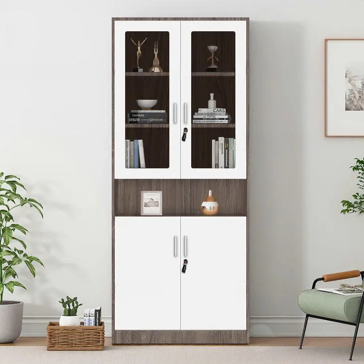 Tủ Hồ Sơ Gỗ 2 Cánh Kính 2 Cánh Kín Có Khóa