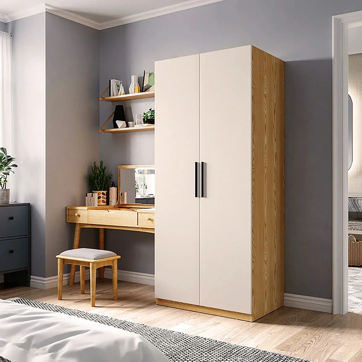 Tủ Quần Áo 2 Cánh Tối Giản Cho Phòng Ngủ
