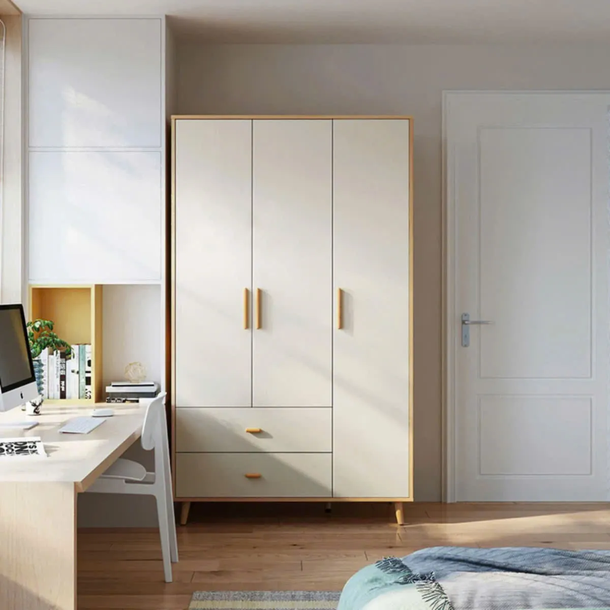 Tủ Quần Áo Gỗ 3 Cánh 2 Ngăn Kéo Tiện Lợi