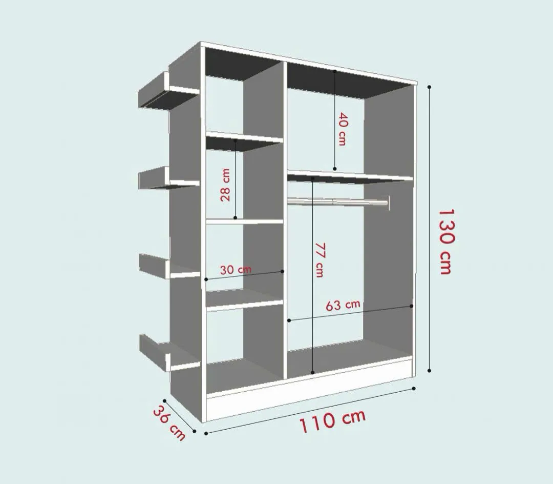 Tủ Quần Áo Gỗ Có Thanh Treo Và Kệ Đa Năng