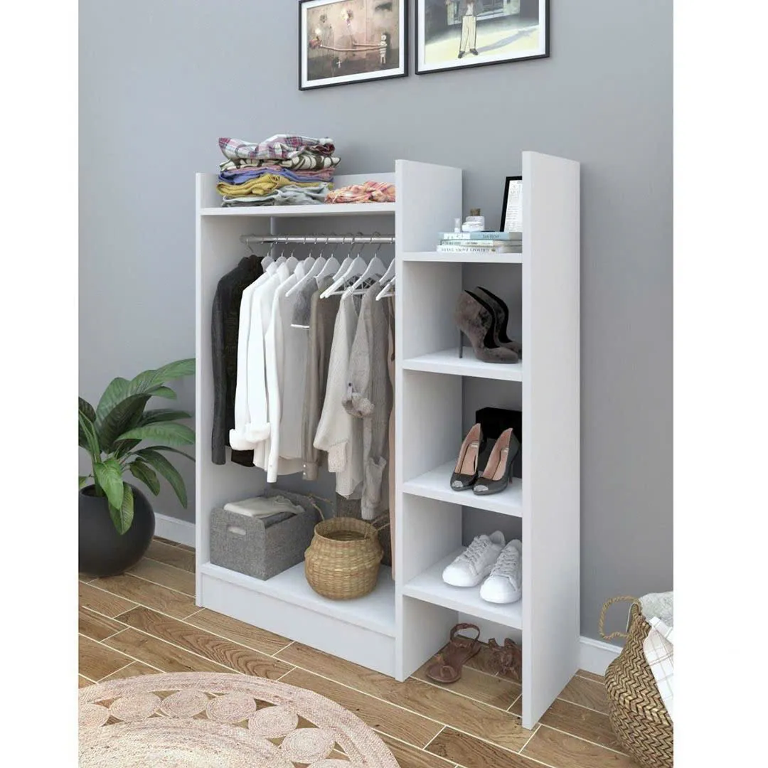 Tủ Quần Áo Gỗ Treo Đồ Có Ngăn Kệ Tiện Dụng 