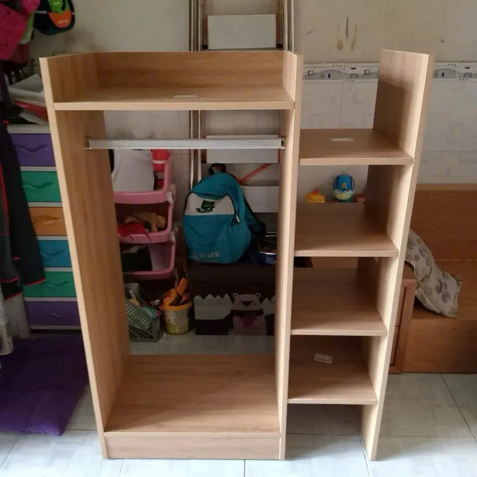 Tủ Quần Áo Gỗ Treo Đồ Có Ngăn Kệ Tiện Dụng 