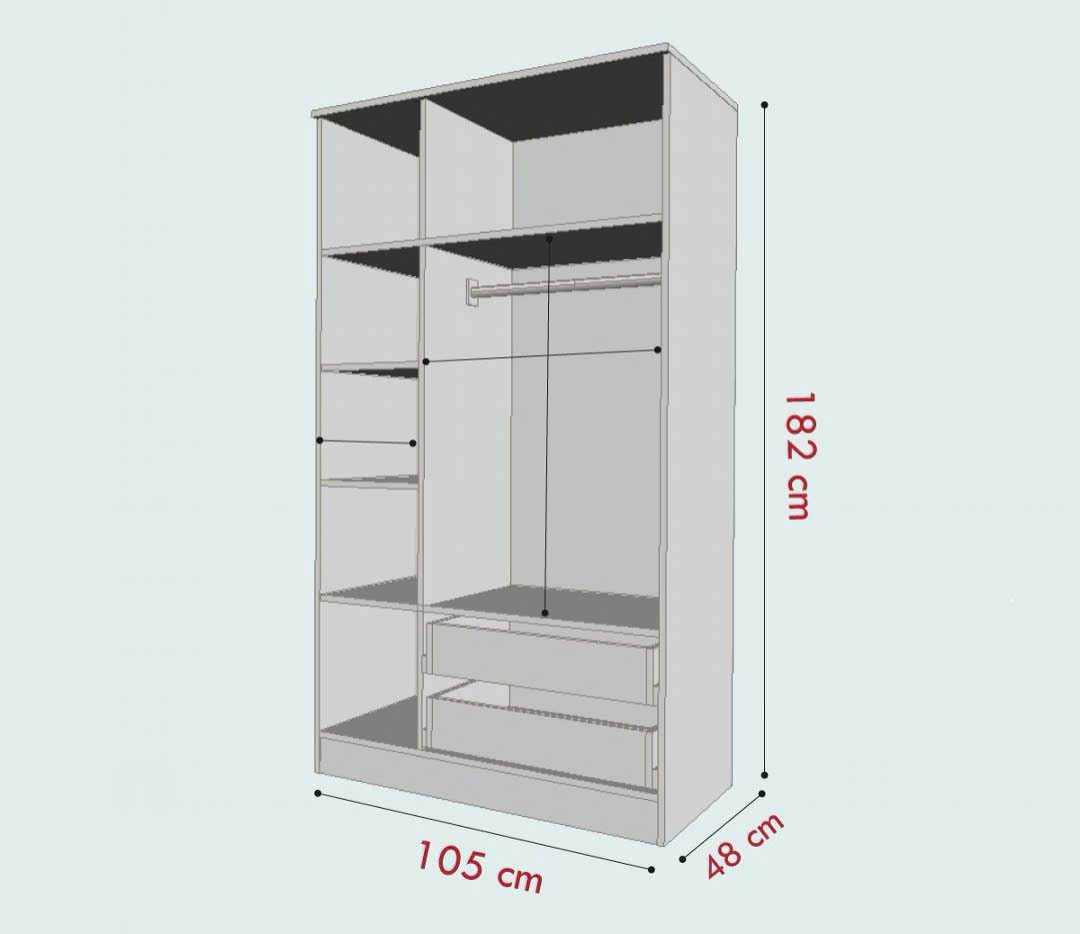 Tủ Quần Áo Gỗ 3 Cánh Cho Căn Hộ Hiện Đại