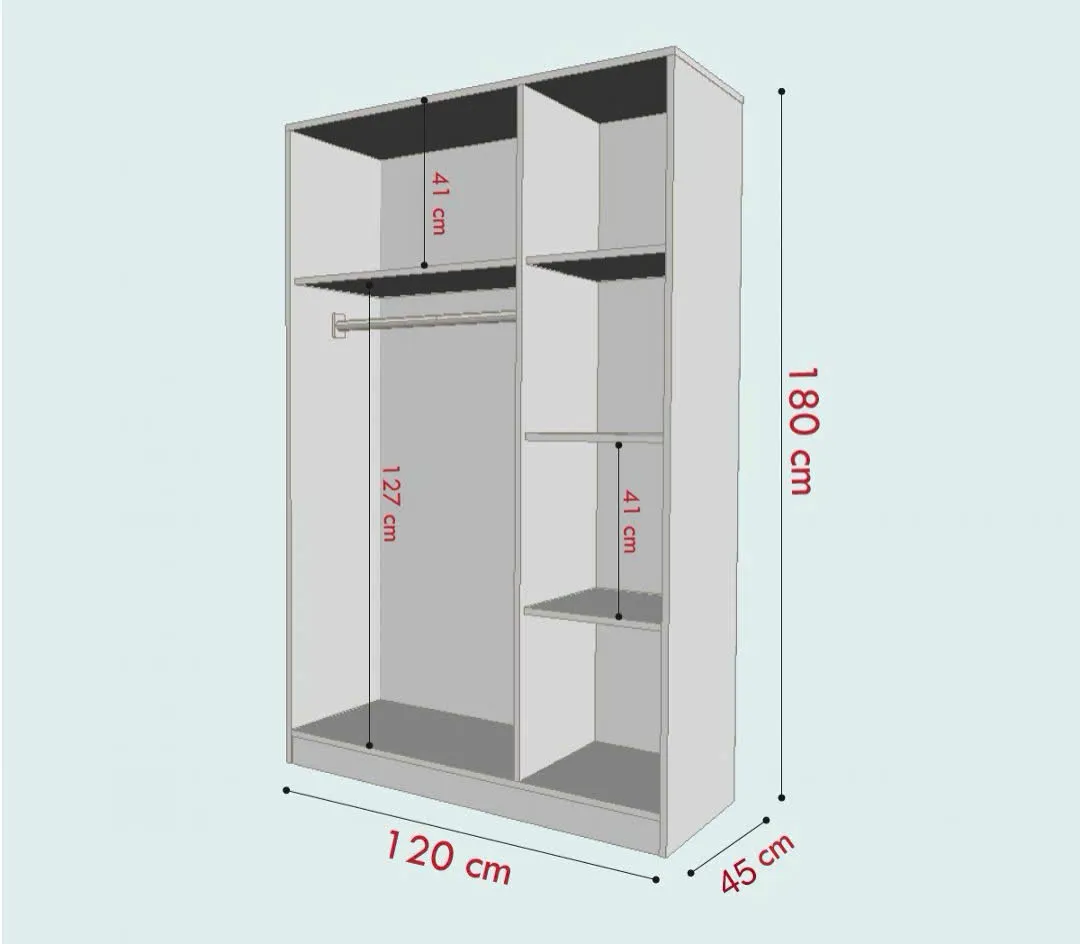 Tủ Quần Áo Gỗ 3 Cánh Có Tay Nắm Hiện Đại