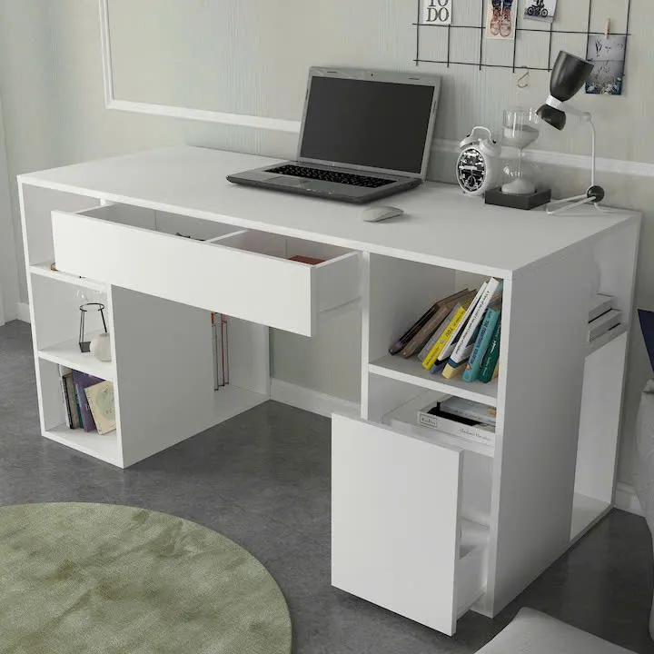  Bàn Làm Việc Gỗ Có Ngăn Kéo & Kệ Tối Ưu Lưu Trữ