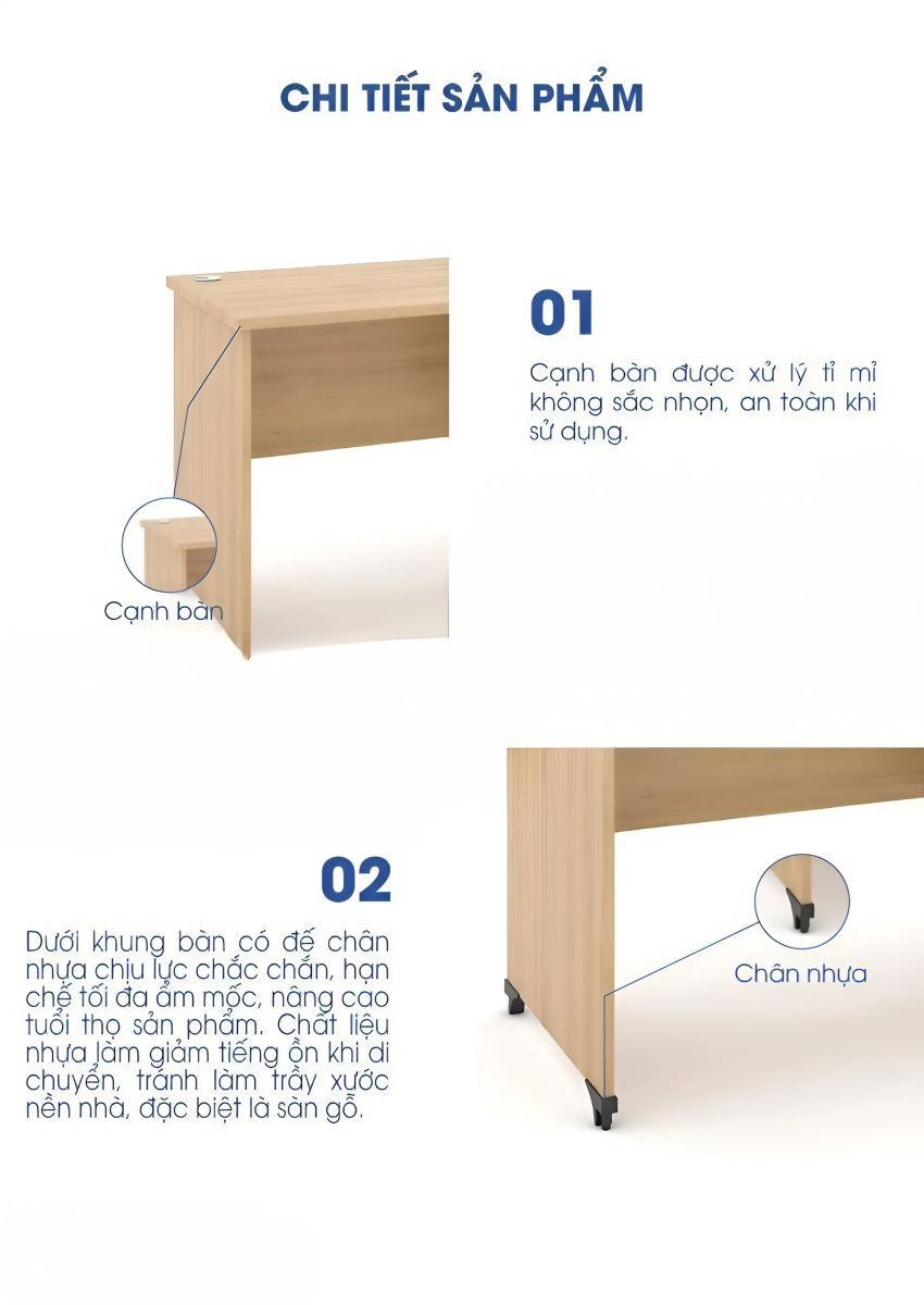 Chi tiết bàn làm việc gỗ bg11