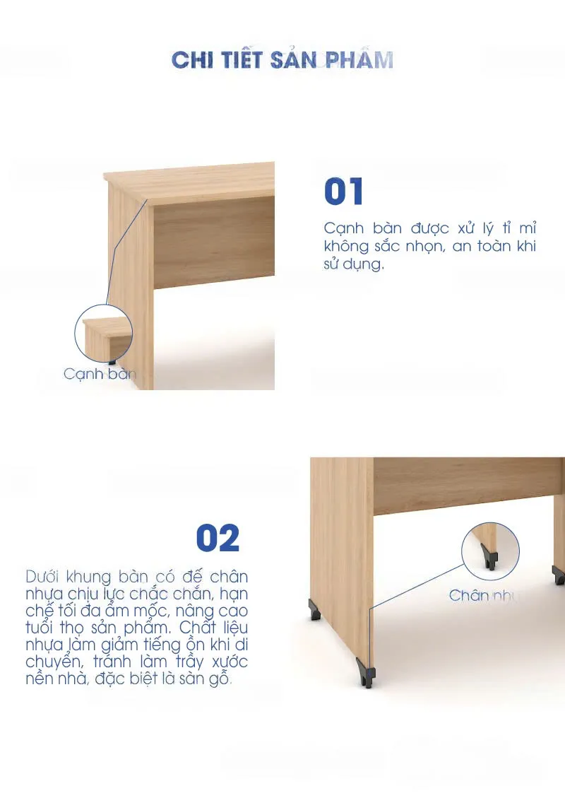 Bàn Làm Việc Gỗ Có 3 Ngăn Kéo Tiện Dụng