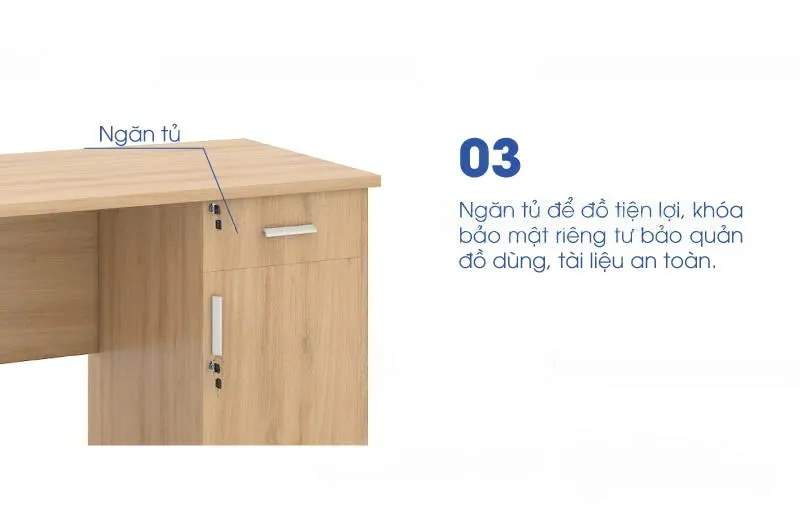 Bàn Làm Việc Gỗ Đơn Giản Có Hộc Khóa 