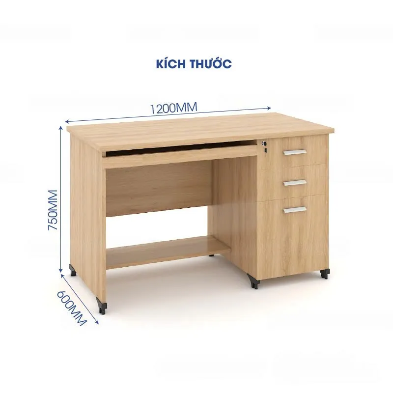 Bàn Làm Việc Gỗ Kèm Ngăn Kéo & Kệ Đỡ