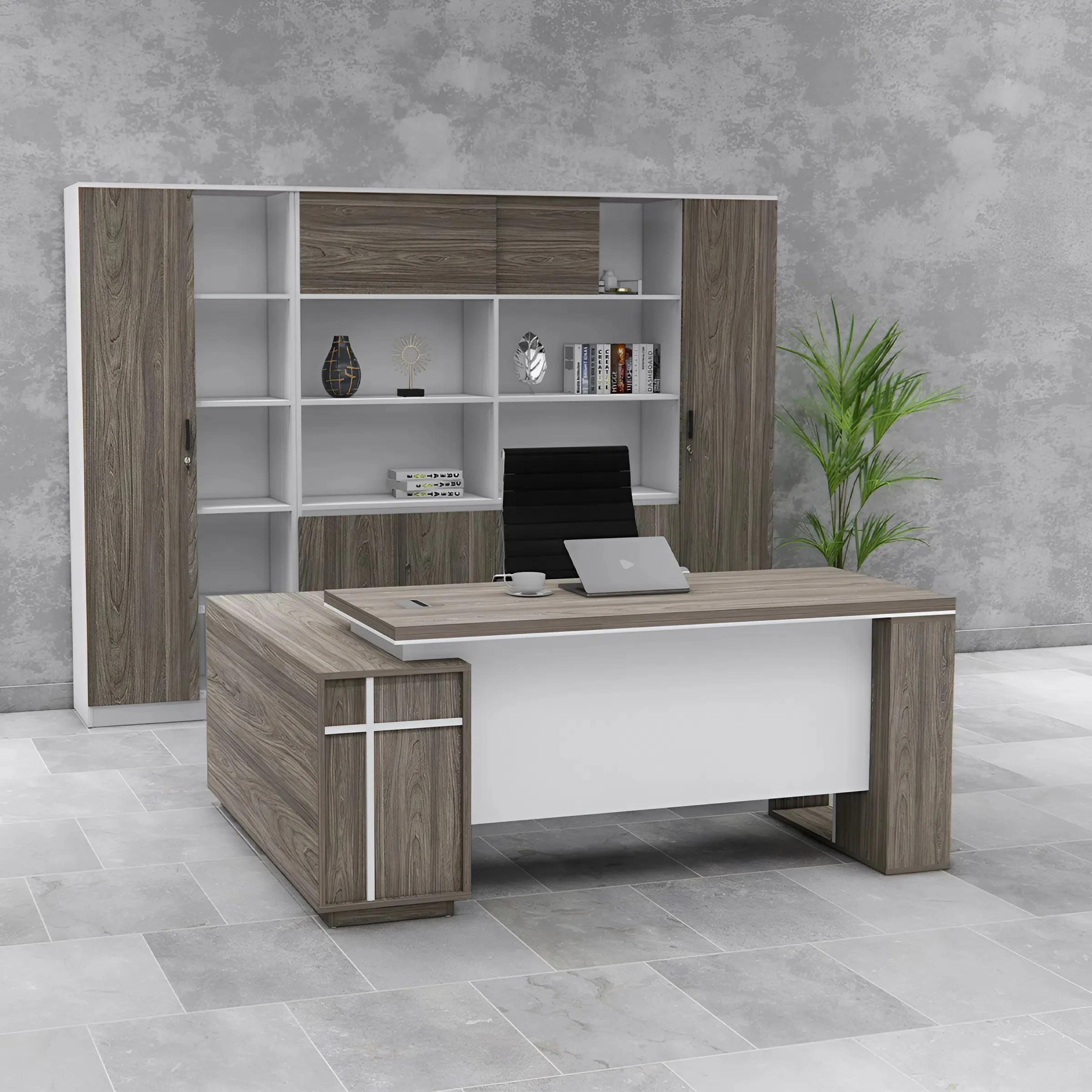 Bàn Giám Đốc Góc L Thiết Kế Kệ Tiện Lợi - BGĐ120
