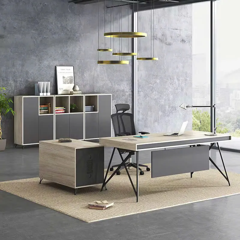 Bàn Giám Đốc Thiết Kế Trẻ Trung Có Tủ Phụ Gỗ MDF Cao Cấp - BGD102