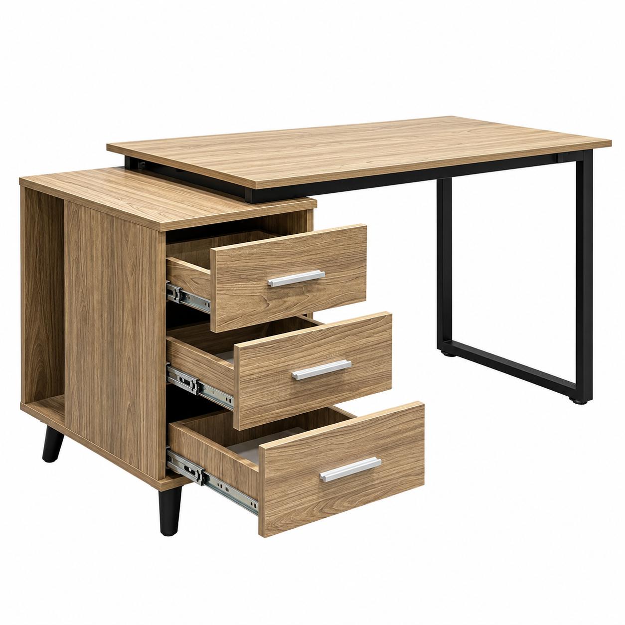Bàn Làm Việc Gỗ Hộc Tủ Chân Sắt - BLV49