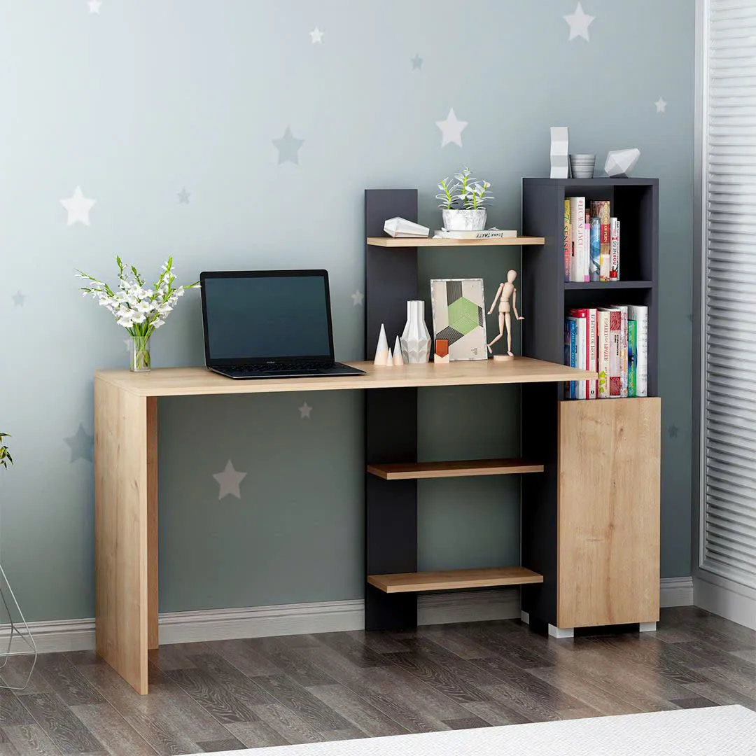 Bàn Làm Việc Gỗ Có Kệ Trang Trí Tiện Lợi - BG74