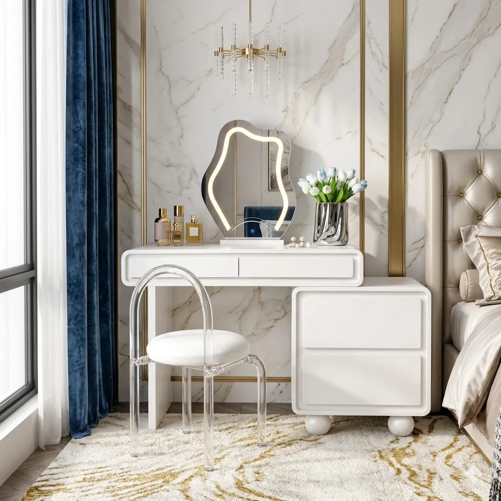 Bàn Trang Điểm Mini Tủ Lưu Trữ Phong Cách Luxury - BTD54