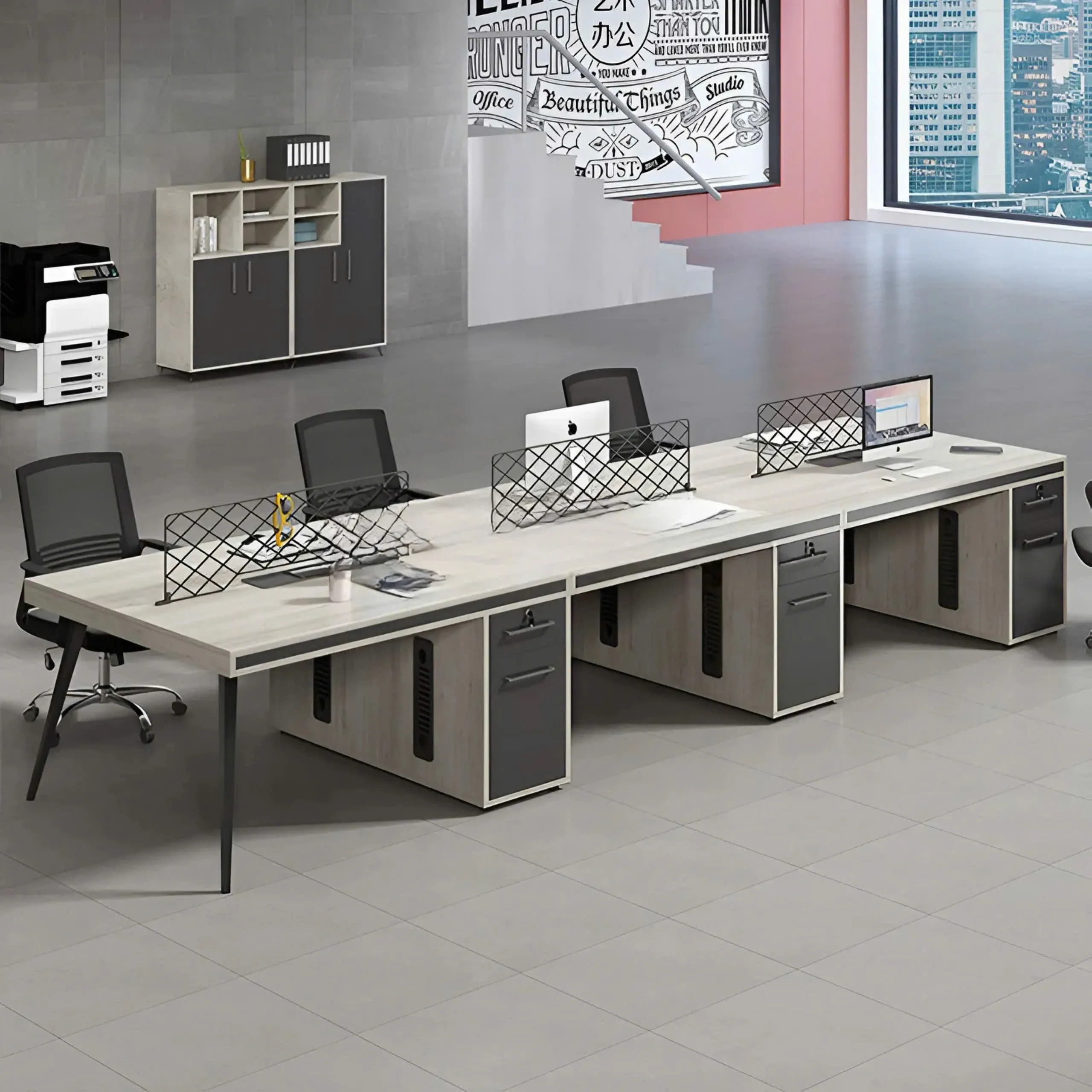 Cụm Bàn Làm Việc 6 Người Thiết Kế Khoa Học Dễ Lắp Đặt - BC93