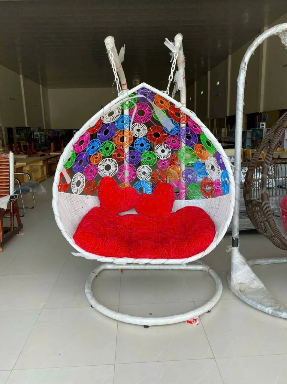 Ghế Xích Đu Đôi Mây Nhựa Hai Cần Cho Sân Vườn - SV77