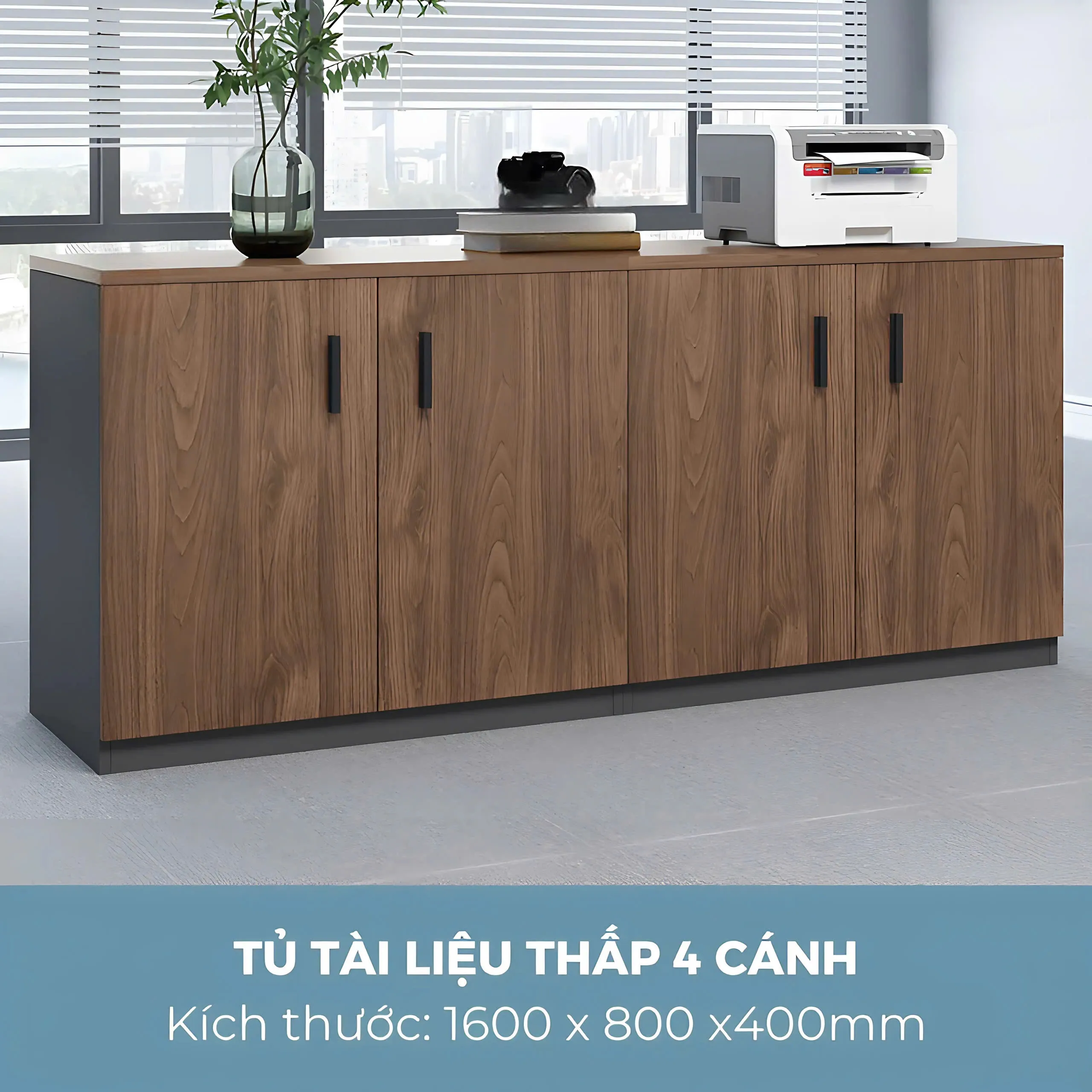 Tủ Tài Liệu Gỗ Dáng Thấp 4 Cánh Tiện Lợi - THS303