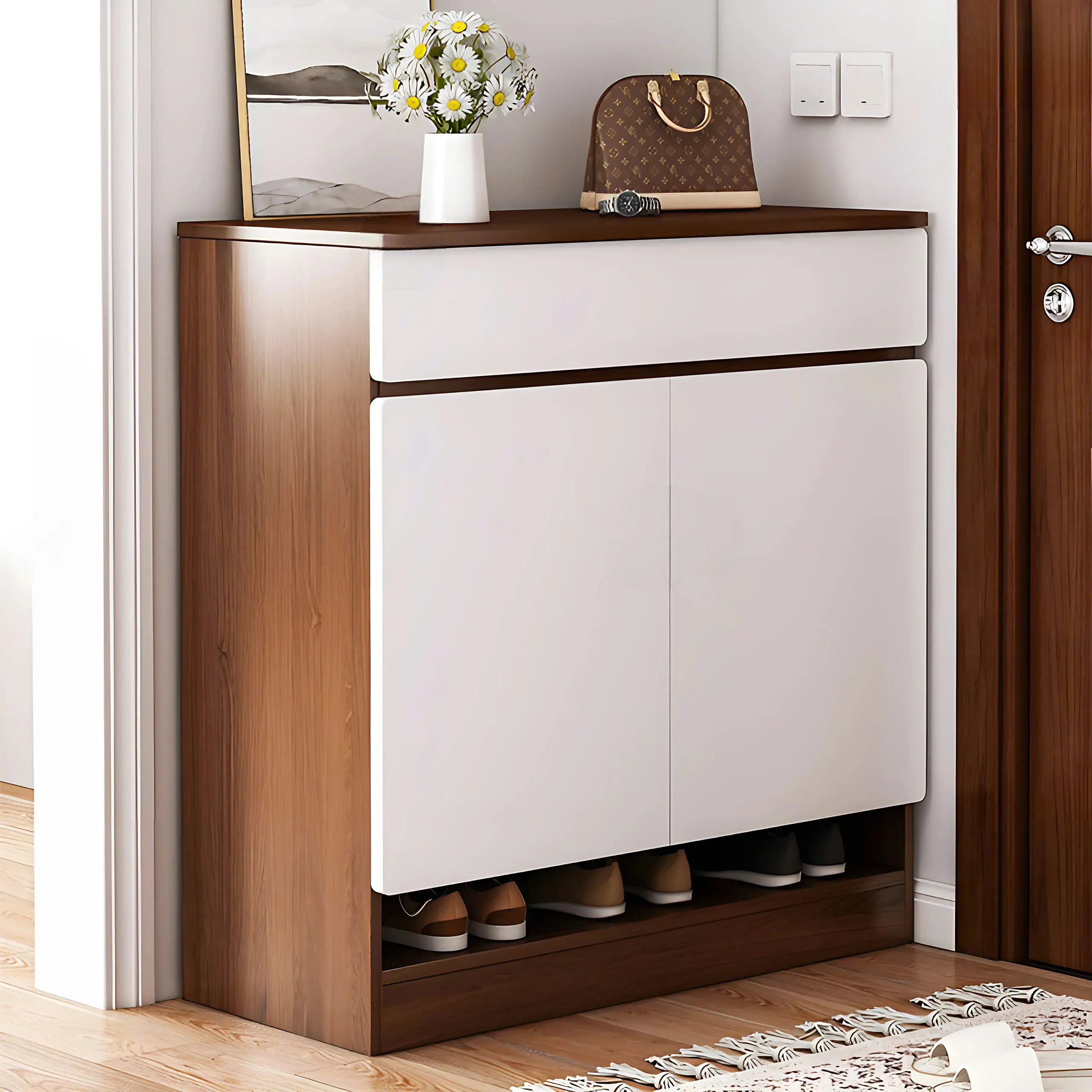 Kệ Giày Dép Cánh Gỗ Dạng Lửng Giá Tốt - KGD15