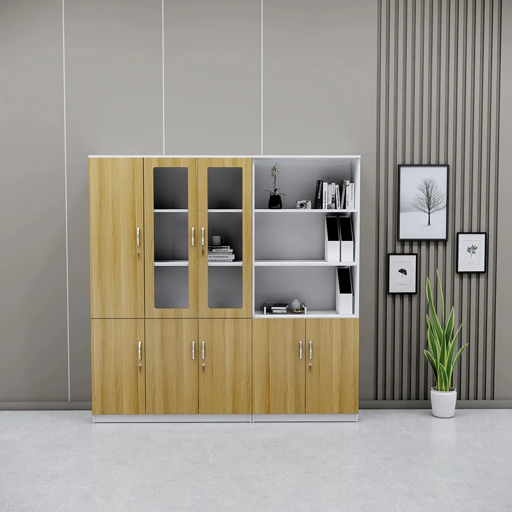Tủ Hồ Sơ Gỗ 2 Tầng Phối Hợp Ngăn Kéo Khóa Và Kệ Trưng Bày - THS411