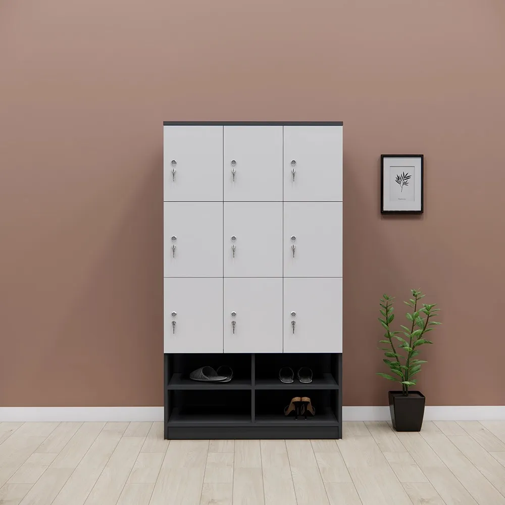 Tủ Locker Gỗ 9 Ngăn Tích Hợp Kệ Để Giày Dép - TLK82