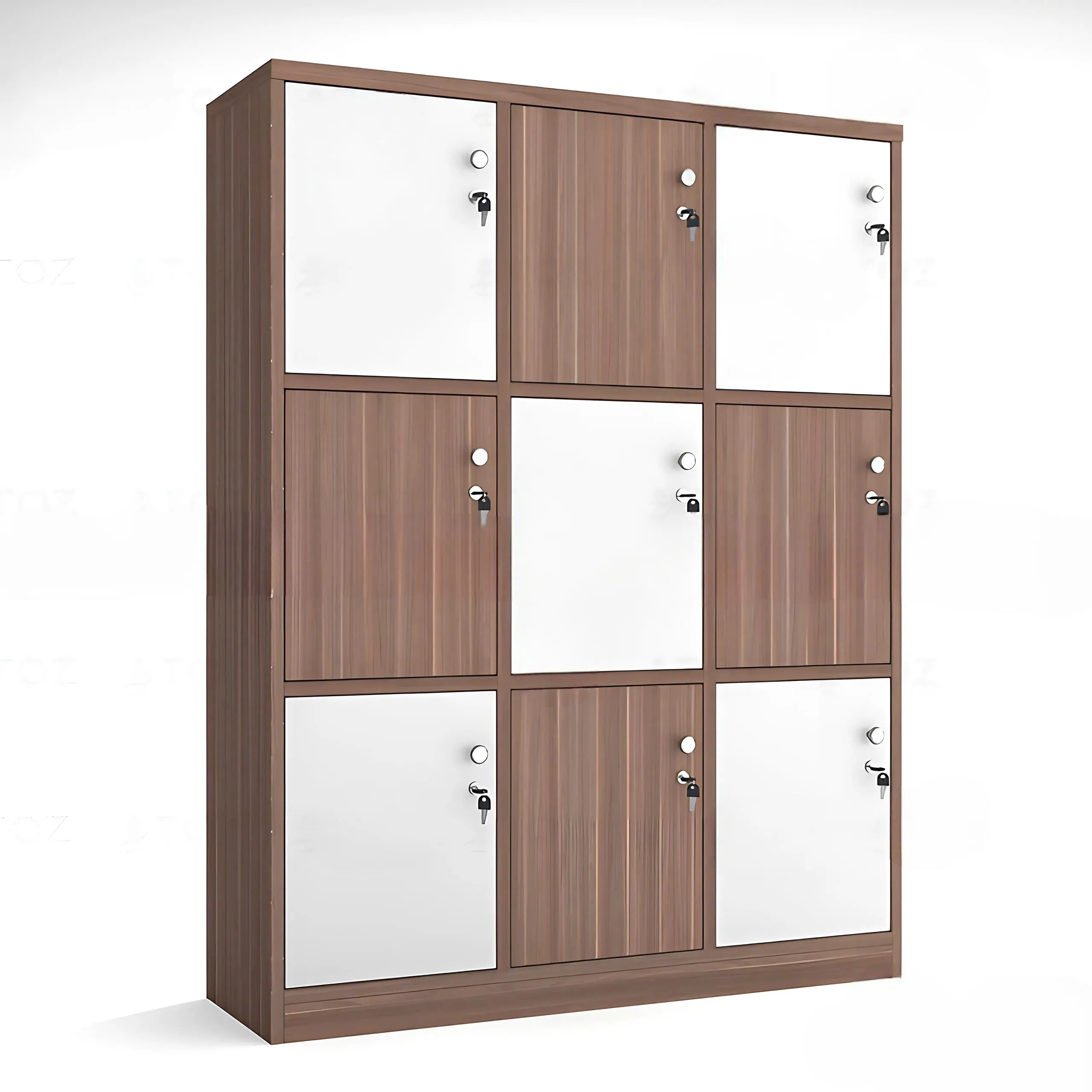 Tủ Locker 9 Ngăn Kẻ Màu Caro Nâu Trắng - TLK8